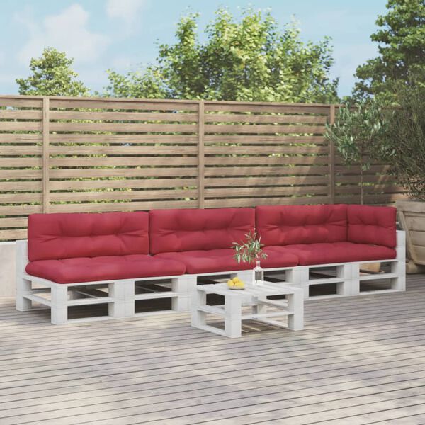 vidaXL Палетни възглавници, 7 бр, виненочервени, текстил