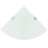 vidaXL Ъглови рафтове, 2 бр, бяло стъкло с държачи хром, 35x35 см