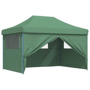 vidaXL Парти шатър 279 x 410 x 315 см Зелено Оксфордска тъкан