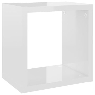 vidaXL Стенни кубични рафтове, 4 бр, бял гланц, 22x15x22 см