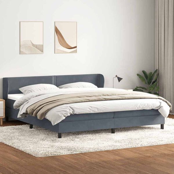 vidaXL Box Spring легло с матраци Тъмно сиво 200x210 cm Кадифе