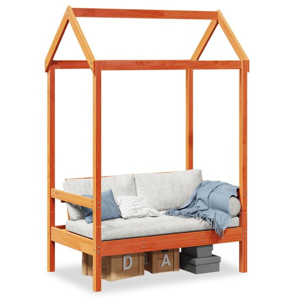 vidaXL Пейка с покрив, восъчнокафява, 117,5x70x176,5 см, бор масив