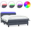 vidaXL Боксспринг легло с матрак и LED, тъмносиво, 160x210 см, кадифе