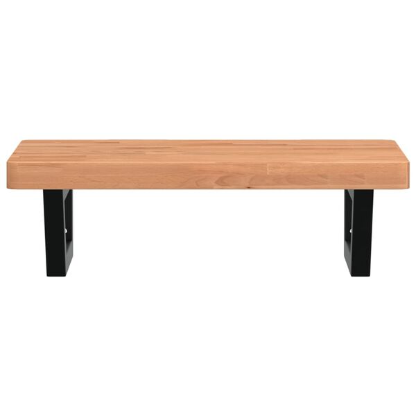 vidaXL Стенен рафт за мивка, стомана и масивно дърво бук