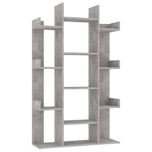 vidaXL Шкаф библиотека, бетонно сив, 86x25,5x140 см, инженерно дърво