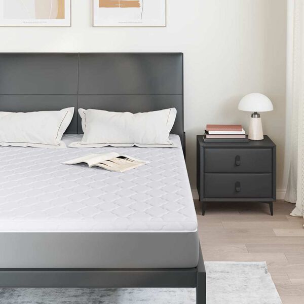 vidaXL Кокосов Топпер Бяло 140 x 190 cm Жакардова материя