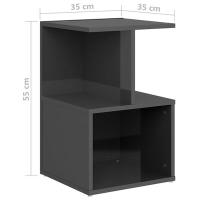 vidaXL Нощни шкафчета, 2 бр, сив гланц, 35x35x55 см, ПДЧ