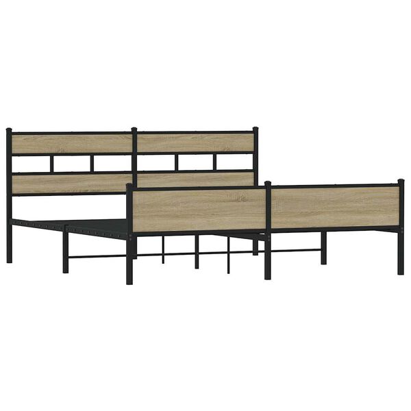 vidaXL Метална рамка за легло, без матрак, сонома дъб, 180x200 см