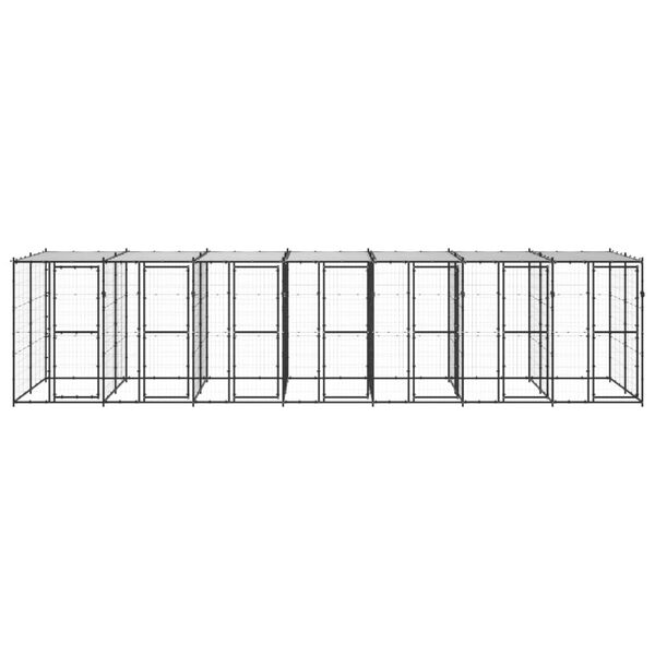 vidaXL Външна стоманена клетка за кучета с покрив 16,94 m²