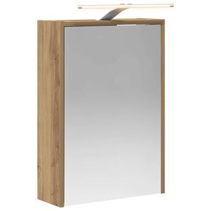 vidaXL Шкаф с огледало за баня с рафт Дъб Артизан 43 x 16 x 62.5 см