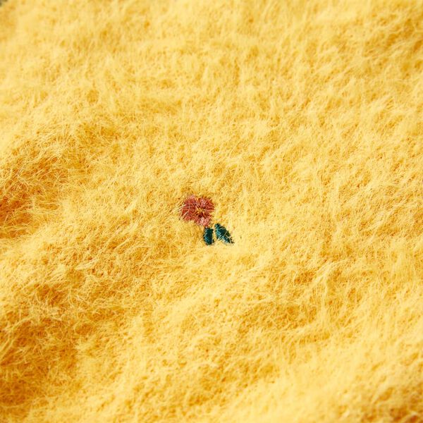 Детски плетен пуловер, охра, 140