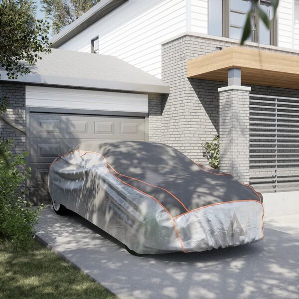 vidaXL Покривало за кола седан против градушка цяло XXL сив и сребрист