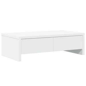 vidaXL Стойка за монитор с чекмеджета бяла 50x27x15 см инженерно дърво