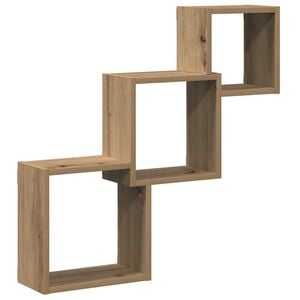 vidaXL Стенни кубични рафтове дъб артизан 68x15x68 см