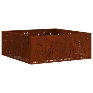 vidaXL Камина за огън Ръждясало 80 x 80 x 30 cm Патинираща стомана