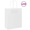 vidaXL Хартиени торбички 250 бр с дръжки бели 18x8x22 см