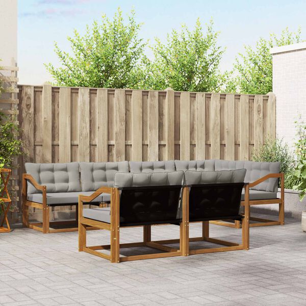 vidaXL Комплект дивани за открито 7 pcs Естествено и светло сиво