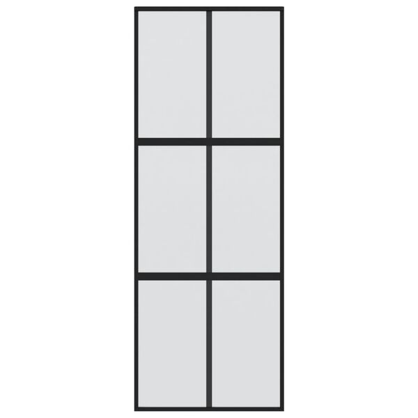 vidaXL Плъзгаща се врата, черна, 90x205 см, закалено стъкло и алуминий