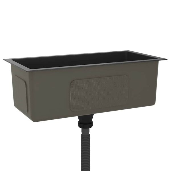 vidaXL Ръчно изработена кухненска мивка, черна, неръждаема стомана