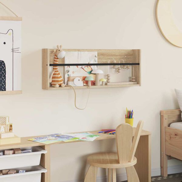 vidaXL Етажерка за списания Сонома дъб 80 x 12 x 30 см Инженерно дърво