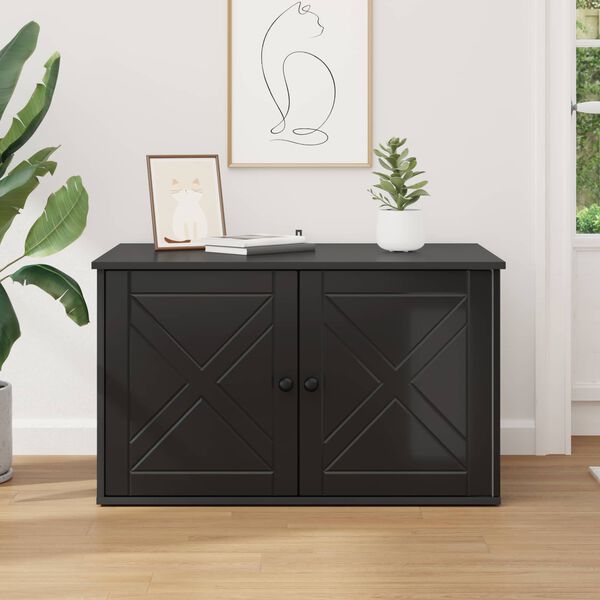 vidaXL Къща за котки Черно 85 x 55 x 50,5 см Инженерно дърво