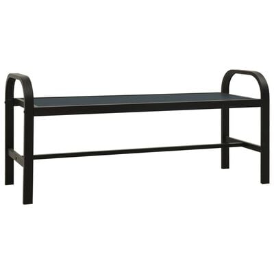 vidaXL Градинска пейка, 124,5 см, стомана и WPC, черна