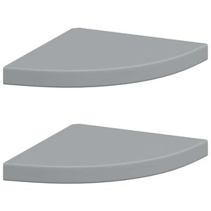 vidaXL Окачени ъглови рафтове, 2 бр, сиви, 35x35x3,8 см, МДФ