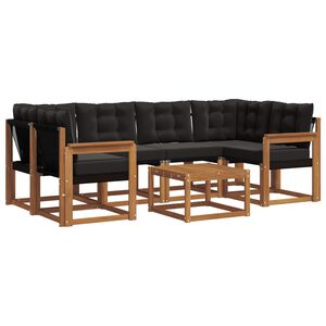 vidaXL Комплект дивани за открито 7 pcs Естествено и черно