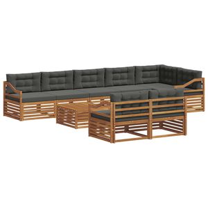 vidaXL Комплект дивани за открито 9 pcs Натурален и Антрацит