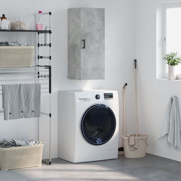 vidaXL Стенен шкаф бетонно сив 34,5x34x90 см