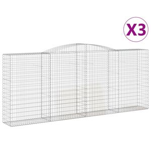 vidaXL Габионни кошници арка 3 бр 400x50x160/180 см поцинковано желязо