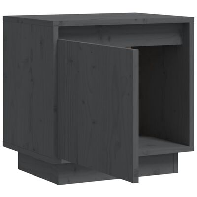 vidaXL Нощно шкафче, сиво, 40x30x40 см, борово дърво масив