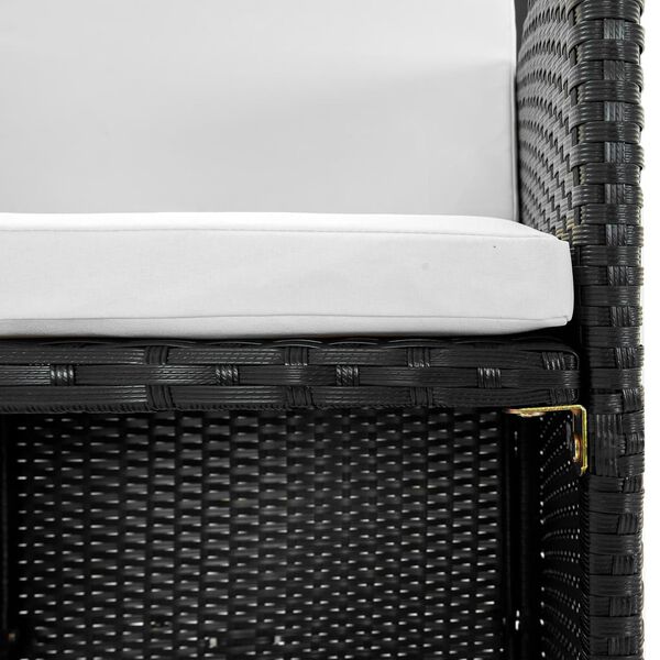 vidaXL Градински комплект с възглавници, 11 части, черен полиратан