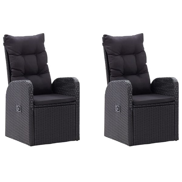 vidaXL Градински трапезен комплект възглавници 5 части полиратан черен