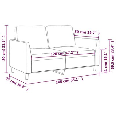 vidaXL 2-местен диван, кремава, 120 см, изкуствена кожа