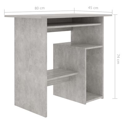 vidaXL Бюро, бетонно сиво, 80x45x74 см, ПДЧ