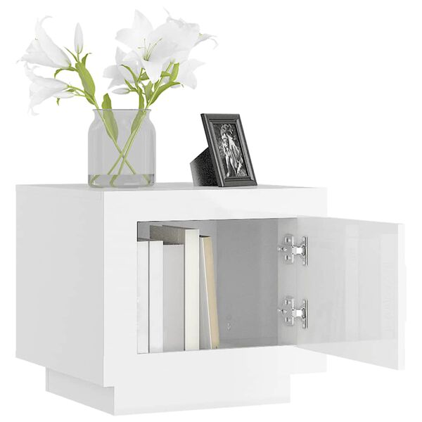 vidaXL Кафе маса, бял гланц, 51x50x45 см, инженерно дърво