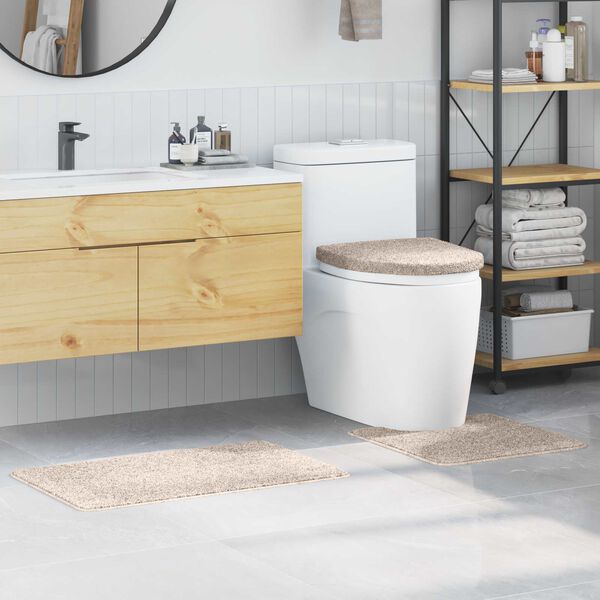 vidaXL Комплект антислип килими за баня 3 pcs Крем ПП