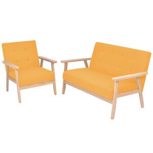 vidaXL Комплект кресла, 2 части, плат, жълт