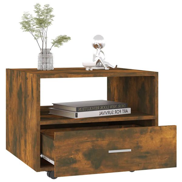 vidaXL Кафе маса, опушен дъб, 55x55x40 см, инженерно дърво