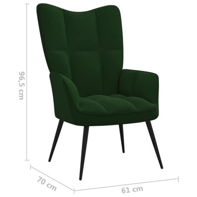 vidaXL Стол за релакс с табуретка, тъмнозелен, кадифе