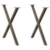 vidaXL Крака за трапезна маса, X-образни, 2 бр., естествена стомана, 70 x (72-73) см, стомана