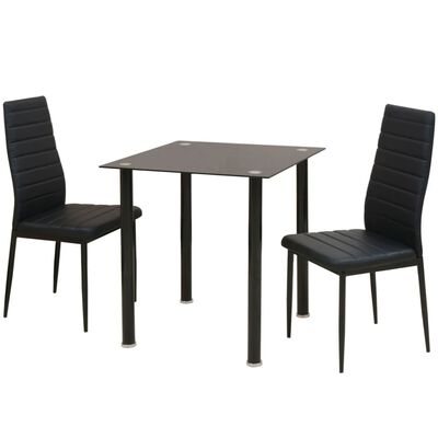 vidaXL Трапезен комплект от три части - маса и столове, черен