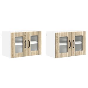 vidaXL Стенен стъклен шкаф LUCCA 2 pcs Дъб сонома 60 x 31 x 40 см