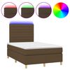 vidaXL Боксспринг легло с матрак и LED, тъмнокафяво, 120x200 см, плат