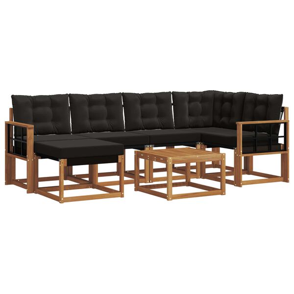 vidaXL Комплект дивани за открито 7 pcs Естествено и черно