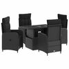vidaXL Комплект за хранене на открито 5 pcs Черно полиратан