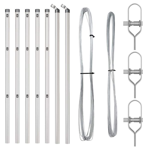 vidaXL Стълб за ограда. 7 pcs Сребрист Стомана