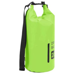 vidaXL Суха торба с цип, зелена, 20 л, PVC