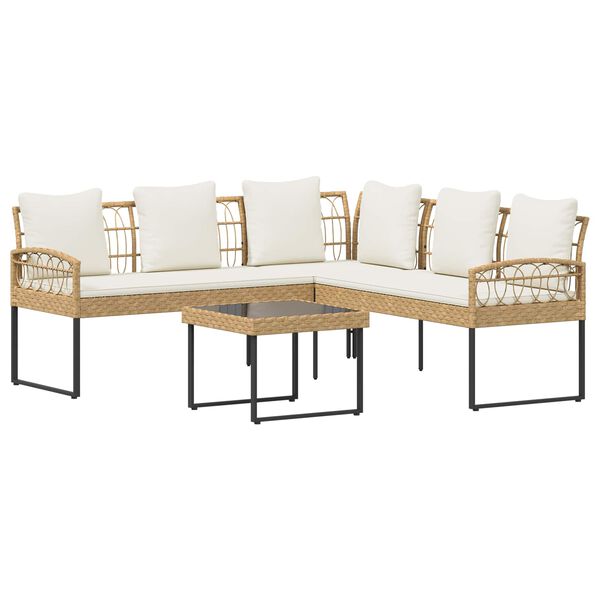 vidaXL Комплект градински дивани с възглавница 2 pcs Естествен Стомана